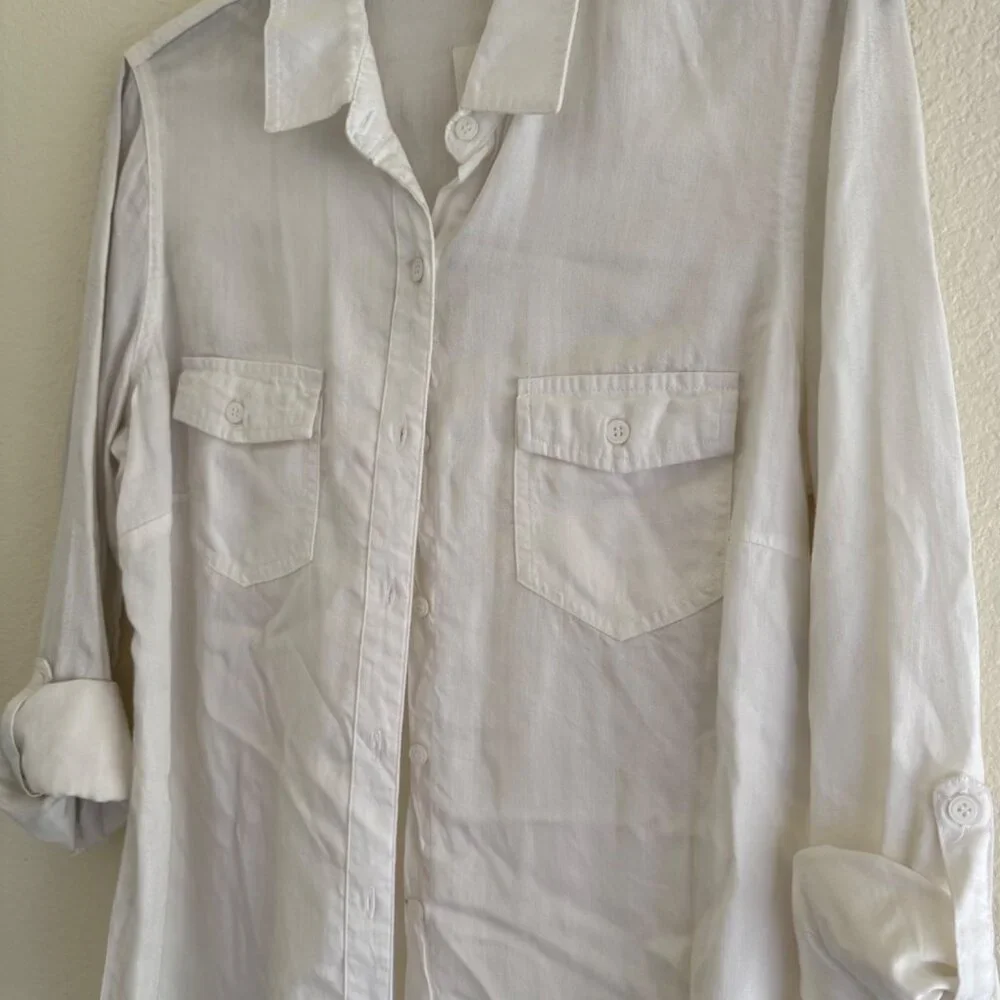 Love 8 Women’s Shirt Dress, Optic White, Small - Picture 2 of 9